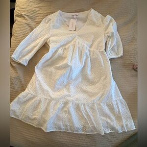 Isabel | White Eyelet Ruffle Hem Dress